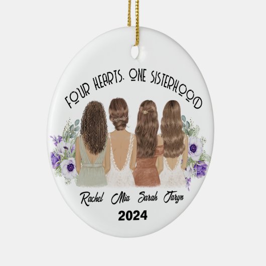 4つのハート、1つの姉妹 セラミックオーナメント (右)