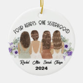 4つのハート、1つの姉妹 セラミックオーナメント (正面)
