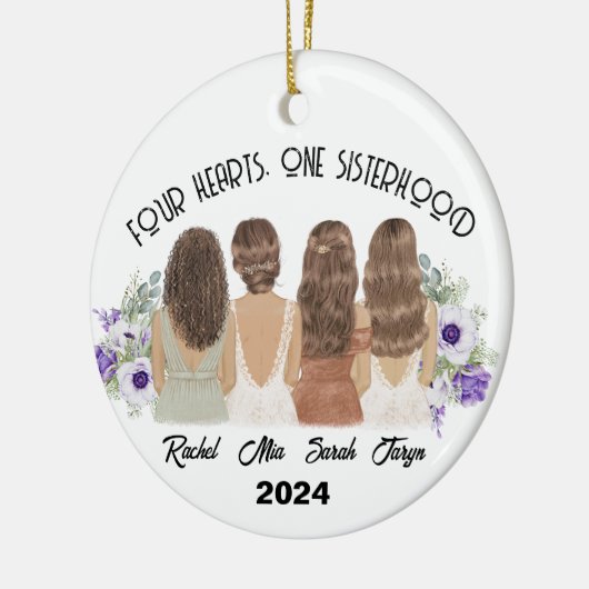 4つのハート、1つの姉妹 セラミックオーナメント (左)