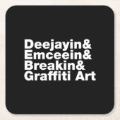 4つのヒップホップ スクエアペーパーコースター (正面)