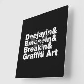 4つのヒップホップ スクエア壁時計 (傾斜)