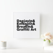 4つのヒップホップ スクエア壁時計 (ホーム)