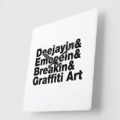 4つのヒップホップ スクエア壁時計 (傾斜)