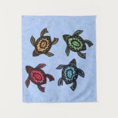 4つのファンタジーブラックカメカラフルのシェルマーキング タペストリー (正面)