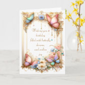 4つのファンタジー蝶カード カード (黄色い花)