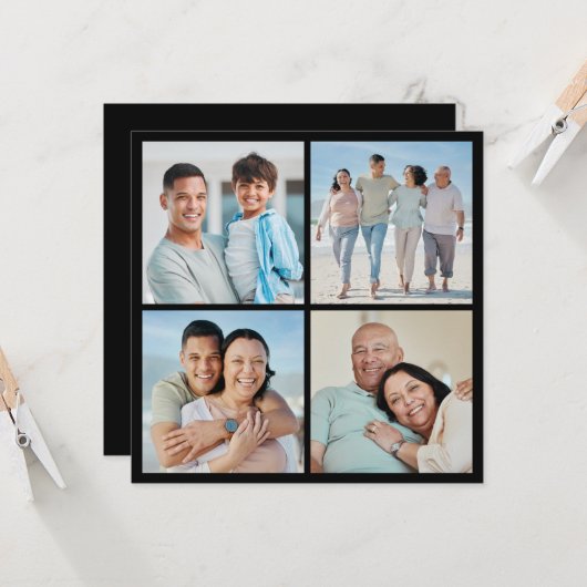 4つのフォトコラージュの挨拶を作成する カード (正面/裏面インサイチュ)