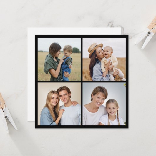 4つのフォトコラージュの挨拶を作成する カード (正面/裏面インサイチュ)