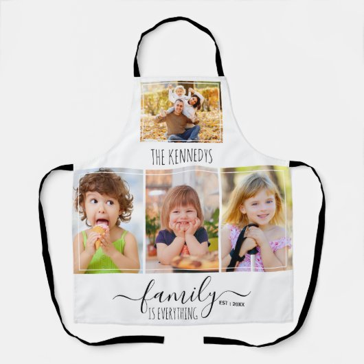 4つのフォトコラージュを作成する家族の引用文名 エプロン (正面)