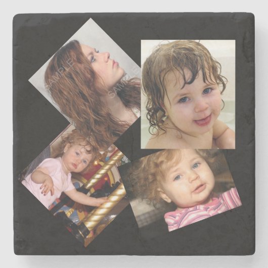 4つのフォトコラージュテンプレート ストーンコースター (正面)