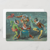 4つのフランスのピエロ招待状 招待状 (正面/裏面)