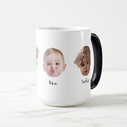 4つのベビー顔ギフトモーミーパパおばあちゃんグランドパ モーフィングマグカップ (正面右)