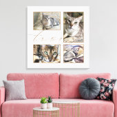 4つのペットの写真コラージュのラブスクリプトホワイト キャンバスプリント (インサイチュ (リビング))