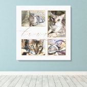 4つのペットの写真コラージュのラブスクリプトホワイト キャンバスプリント (インサイチュ (ウッドフロア))