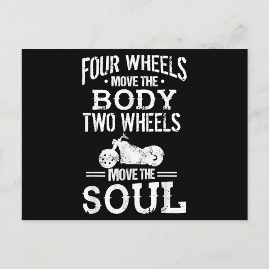 4つのホイールは体を移動2つのホイールは魂を移動 ポストカード (正面)