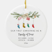 4つのホリカスタムーストッキングのクリスマスの家族 セラミックオーナメント (裏面)