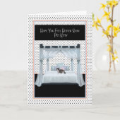 4つのポスターベッドで猫のカードを手に入れる カード (黄色い花)