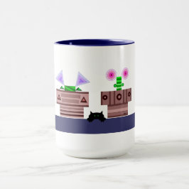 4つのポットと猫のマグカップ マグカップ