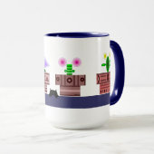 4つのポットと猫のマグカップ マグカップ (正面右)