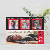 4つのモダンフォトスロットの卒業発表 案内状 (スタンド正面)