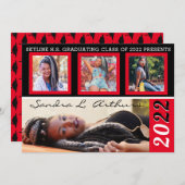 4つのモダンフォトスロットの卒業発表 案内状 (正面/裏面)