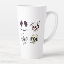 4つのユニークなドクロのイラストセット カフェラテマグ