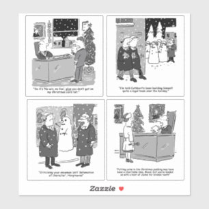 4つのユーモアあふれる法曹をテーマにした漫画セット。 シール