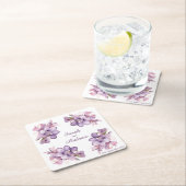 4つのライラの花：パーソナライズされたの結婚コースター スクエアペーパーコースター (インサイチュ)