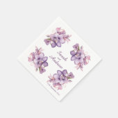 4つのライラの花：パーソナライズされた結婚のナプキン スタンダードカクテルナプキン (角)