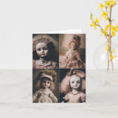 4つのヴィンテージ人形 カード (黄色い花)