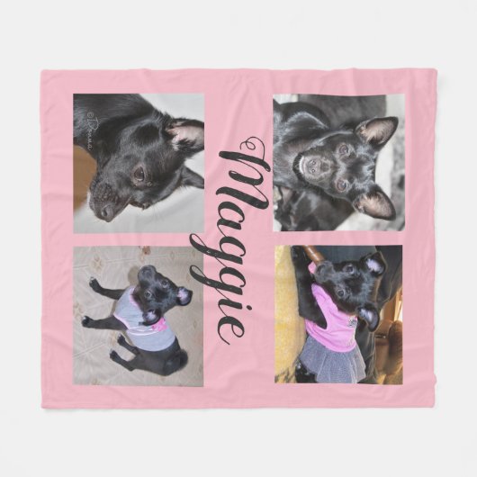 4つの写真のカスタマイズ可能なフリース犬毛布 フリースブランケット (正面(横))