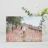 4つの写真のコラージュの青を結婚する私達の日付を救って下さい セーブザデート (スタンド正面)