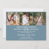 4つの写真のコラージュの青を結婚する私達の日付を救って下さい セーブザデート (裏面)