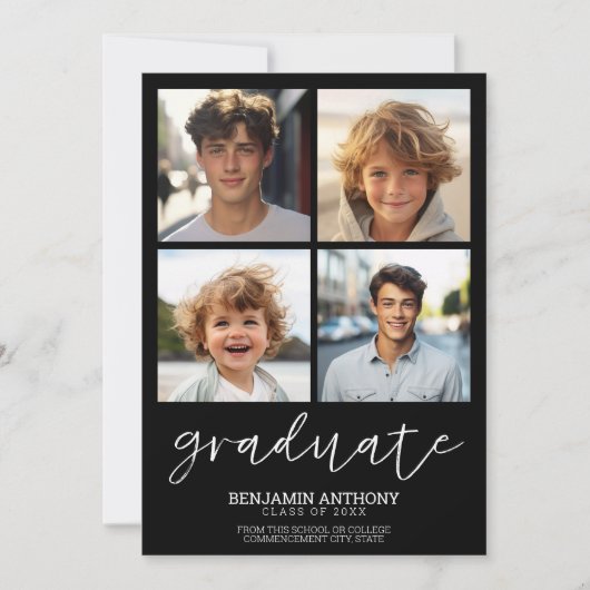 4つの写真の大学院の学校の色を一致 – グラードパーティー 招待状 (正面)