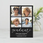 4つの写真の大学院の学校の色を一致 – グラードパーティー 招待状 (スタンド正面)