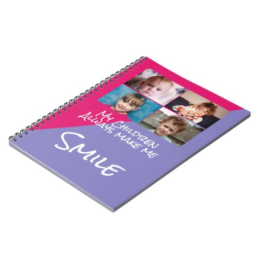4つの写真の子供は私にスマイルピンク紫 ノートブック (左側)