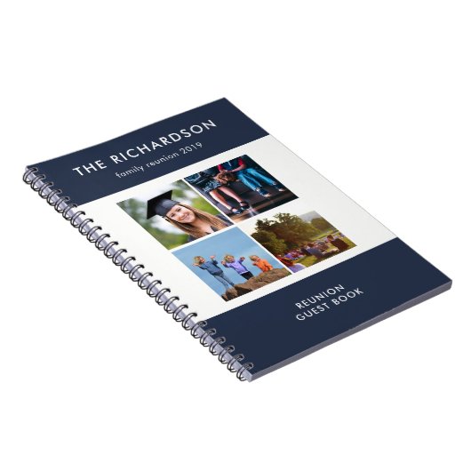 4つの写真の格子青および白い家族会 ノートブック (右側)