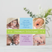 4つの写真の緑の誕生のannouncment 案内状 (スタンド正面)