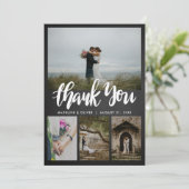 4つの写真を結婚する黒板は|原稿感謝していしています サンキューカード (スタンド正面)