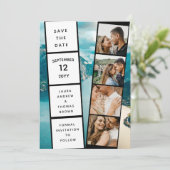 4つの写真コラージュインスパイアムービーの日付の保存 招待状 (スタンド正面)