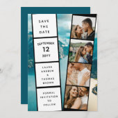 4つの写真コラージュインスパイアムービーの日付の保存 招待状 (正面/裏面)