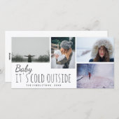 4つの写真 | ベビーザコールドアウトサイドスクリプトホリデイ シーズンカード (正面/裏面)