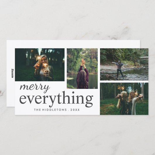 4つの写真 | メリー全タイポグラフィ休日 シーズンカード (正面/裏面)