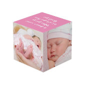 4つの写真Baby Girl Family Wicked You引用文ピンク フォトキューブ (裏面アングル)