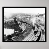 4つの列車は小さな秋を通過， NY 1890 ポスター (正面)