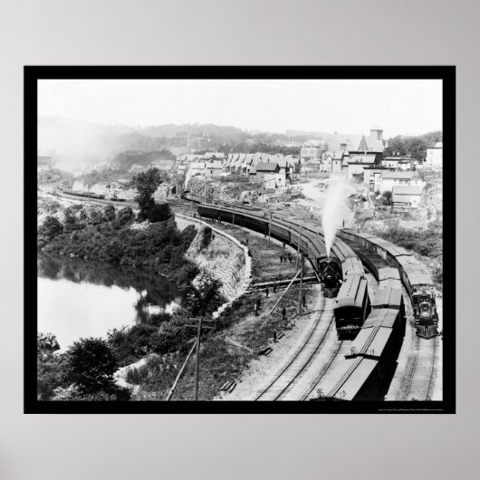 4つの列車は小さな秋を通過, NY 1890 ポスター (正面)