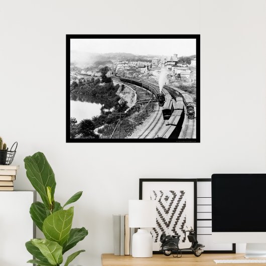 4つの列車は小さな秋を通過， NY 1890 ポスター (ホームオフィス)