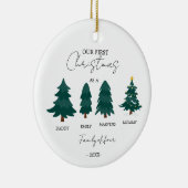 4つの初めてのクリスマスの家族の非写真 セラミックオーナメント (右)