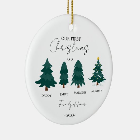 4つの初めてのクリスマスの家族の非写真 セラミックオーナメント (右)