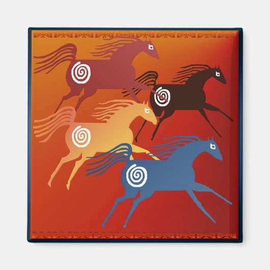 4つの古代の馬_磁石 マグネット (正面)