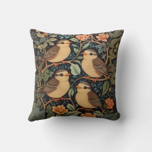 4つの可愛いベビーの鳥のインスパイア自然 クッション (裏面)